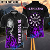 BlueJose Darts Horror Zombie Face Flaming Dartboard Design Personalized Name, Team Name Unisex Shirt (4 Colors)