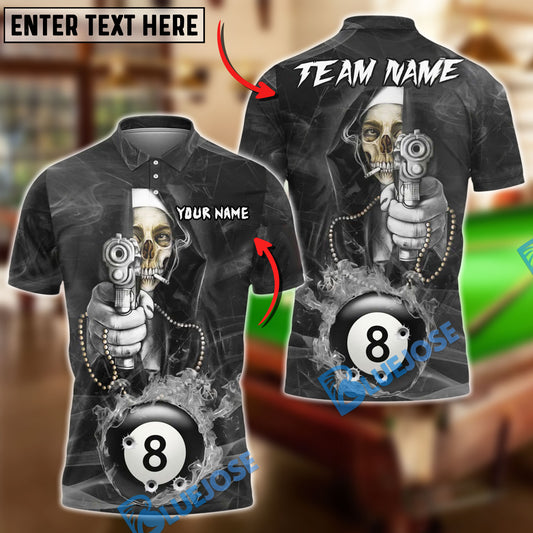 BlueJose Billiards Ball 8 Nun Reaper Shooter Customized Name, Team Name 3D Shirt