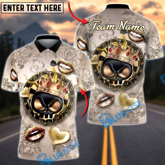 BlueJose Darts Gold Skull Crown Dartboard Roses Heart Personalized Name Shirt