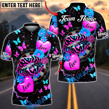 BlueJose Darts Butterfly Heart Chain Zebra Lips Dartboard Personalized Name Shirt