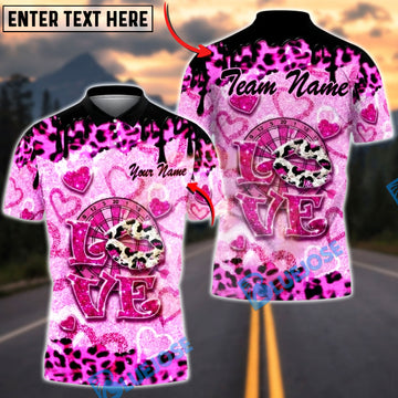 BlueJose Darts Pink Love Leopard Hearts Drip Lips Dartboard Personalized Name Shirt