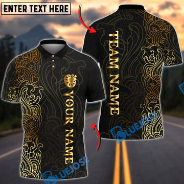 BlueJose Darts Luxury Black Gold Ornamental Dartboard Design Personalized Name, Team Name Unisex Shirt (6 Colors)