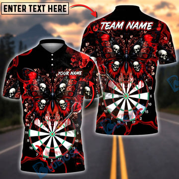 BlueJose Darts Gothic Skull Butterfly Dartboard Multicolor Options Personalized Name Shirt (4 Colors)