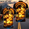 BlueJose Darts Fiery Dinosaur T-Rex Dartboard Personalized Name, Team Name Unisex Shirt (6 Colors)
