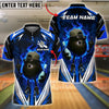 BlueJose Bowling Flaming Ball Cool Style Customized Name, Team Name 3D Shirt (4 Colors)