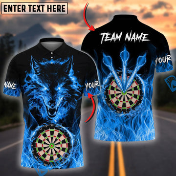 BlueJose Darts Wolf Fire Flame Personalized Name, Team Name 3D Shirt (4 Colors)