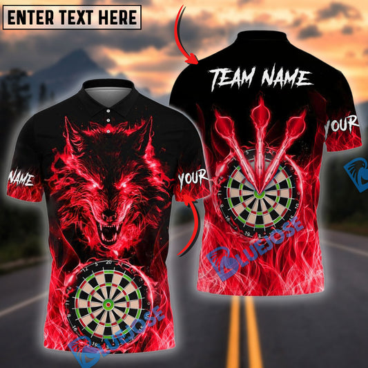 BlueJose Darts Wolf Fire Flame Personalized Name, Team Name 3D Shirt (4 Colors)