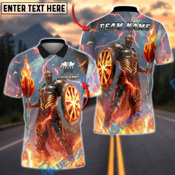 BlueJose Darts Fire Knight Personalized Name, Team Name Unisex Shirt (4 Colors)