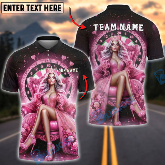 BlueJose Darts Queen Crown Dartboard Multicolor Options Personalized Name Shirt (6 Colors)