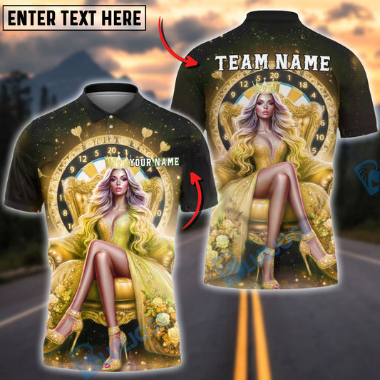 BlueJose Darts Queen Crown Dartboard Multicolor Options Personalized Name Shirt (6 Colors)