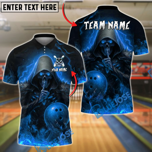 BlueJose Bowling And Pins Dark Reaper Customized Name, Team Name 3D Shirt (4 Colors)