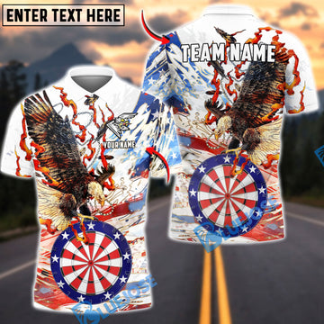 BlueJose Darts Eagle USA Flag Dartboard Flame Personalized Name Shirt