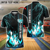 BlueJose Bowling And Pins Strike Flame Thunder Lightning Customized Name, Team Name 3D Shirt (4 Colors)