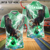 BlueJose Bowling Majestic Bald Eagle Lightning Storm Talons Gripping Ball Customized Name, Team Name 3D Shirt (4 Colors)