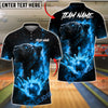 BlueJose Bowling And Pins Flame Tiger Spirit Strike Customized Name, Team Name 3D Shirt (4 Colors)