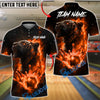 BlueJose Bowling And Pins Flame Tiger Spirit Strike Customized Name, Team Name 3D Shirt (4 Colors)