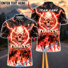 BlueJose Darts Flaming Skull Bold Typography Personalized Name, Team Name Unisex Shirt (4 Colors)