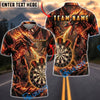 BlueJose Darts Fire Dragon Dartboard Lightning Flame Personalized Name, Team Name Unisex Shirt (4 Colors)