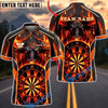 BlueJose Darts Dark Bull Beast Fire Dartboard Personalized Name, Team Name Unisex Shirt (4 Colors)