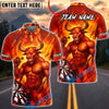 BlueJose Darts Muscular Minotaur Energy Design Personalized Name, Team Name Unisex Shirt (4 Colors)