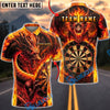 BlueJose Darts Blaze Inferno Dragon Dartboard Personalized Name, Team Name Unisex Shirt (4 Colors)
