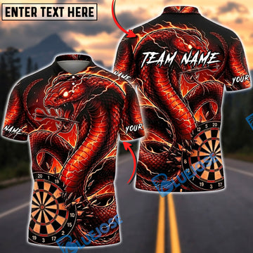 BlueJose Darts Flame Thunder Snake Ocean Dragon Dartboard Personalized Name, Team Name Unisex Shirt (4 Colors)