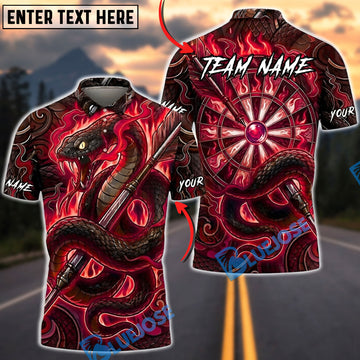 BlueJose Darts Black Snake Mystic Dragon Energy Orb Personalized Name, Team Name Unisex Shirt (4 Colors)