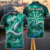 BlueJose Darts White Snake Serpent Dragon Energy Orb Personalized Name, Team Name Unisex Shirt (4 Colors)