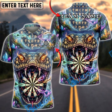 BlueJose Darts Snake Monster Fangs Graffiti Dartboard Personalized Name, Team Name Unisex Shirt (4 Colors)