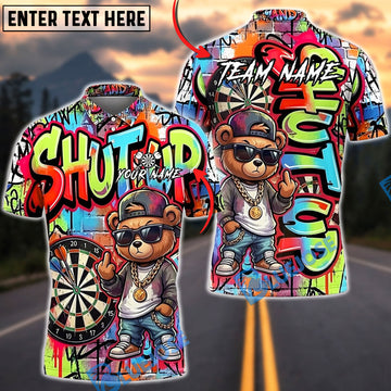 BlueJose Darts Shut Up Cool Bear Graffiti Personalized Name Shirt