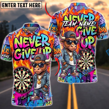 BlueJose Darts Bull Never Give Up Cool Kid Graffiti Personalized Name Shirt