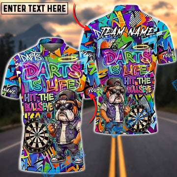 BlueJose Darts Bulldog Darts Is Life Hit the Bullseye Graffiti Personalized Name Shirt