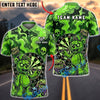 BlueJose Darts Zombie Bear Dartboard Toxic Smoke Personalized Name, Team Name Unisex Shirt (4 Colors)