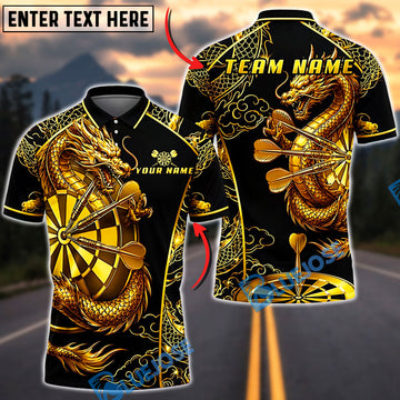 BlueJose Darts Golden Imperial Dragon Ornate Dartboard Personalized Name, Team Name Unisex Shirt (6 Colors)