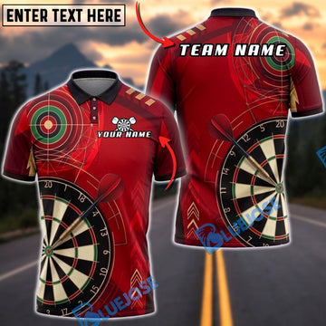 BlueJose Darts Dartboard Red Bullseye Target Personalized Name, Team Name Unisex Shirt (4 Colors)