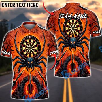 BlueJose Darts Halloween Giant Spider Triple Arrows Personalized Name, Team Name Unisex Shirt (6 Colors)