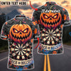 BlueJose Darts Halloween Evil Jack O Lantern Bats Trick Or Bullseye Personalized Name, Team Name Unisex Shirt (6 Colors)