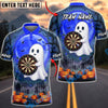 BlueJose Darts Halloween Cute Ghost Full Moon Personalized Name, Team Name Unisex Shirt (4 Colors)