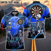 BlueJose Darts Halloween Skeleton Haunted Graveyard Full Moon Personalized Name, Team Name Unisex Shirt (4 Colors)