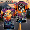 BlueJose Darts Halloween Skeleton Haunted Graveyard Full Moon Personalized Name, Team Name Unisex Shirt (4 Colors)