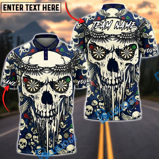 BlueJose Darts Eagle Skull Dartboard Fantasy Personalized Name, Team Name Unisex Shirt (4 Colors)
