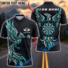 BlueJose Darts Fire Phoenix Eagle Dartboard Fantasy Personalized Name, Team Name Unisex Shirt (4 Colors)