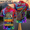 BlueJose Darts Neon Smoke It's Not A Hobby It's A Lifestyle Bullseye Chaser Dartboard Personalized Name, Team Name Unisex Shirt (4 Colors)