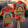 BlueJose Darts Graffiti Eat Sleep Throw Repeat Darts Life Dartboard Personalized Name, Team Name Unisex Shirt (4 Colors)