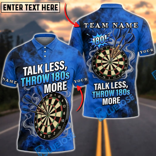 BlueJose Darts Talk Less Throw 180s More Smoke Dartboard Personalized Name, Team Name Unisex Shirt (4 Colors)