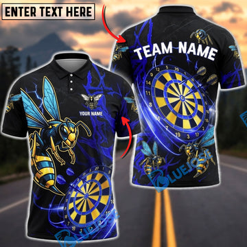 BlueJose Darts Bee Wasp Hornet Thunder Lightning Dartboard Fantasy Personalized Name, Team Name Unisex Shirt (6 Colors)
