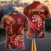 BlueJose Darts Fire Wolf Roaring Lightning Dartboard Personalized Name, Team Name Unisex Shirt (4 Colors)