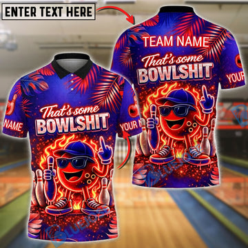 BlueJose Bowling And Pins Fiery Cartoon Ball Customized Name, Team Name 3D Shirt (4 Colors)