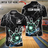 BlueJose Bowling And Pins Lightning Strike Electric Ball Power Customized Name, Team Name 3D Shirt (6 Colors)