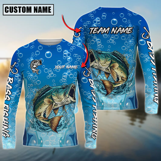 Bluejose Bass Fishing Funny Cartoon Bubble Design Name & Team Name 3D Shirts